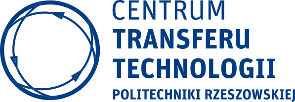 Zdjęcie przedstawia logo jednostki uniwersytetu technicznego Politechniki Rzeszowskiej im. Ignacego Łukasiewicza, mianowicie Centrum Transferu Technologii